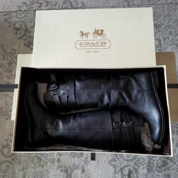 COACH EUC!! CAYDEN KNEE TALL RIDING BOOTS BLACK 7.5 - Picture 6 of 8